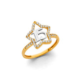 14K Yellow Gold 15 Años Star Ring on White Background