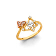 14K Tricolor Gold 15 Años Butterfly Ring on White Background