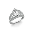 14K White Gold 15 Años Crown Ring on White Background
