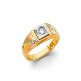 14K Tricolor Gold Faceted Accent Ladies' Ring