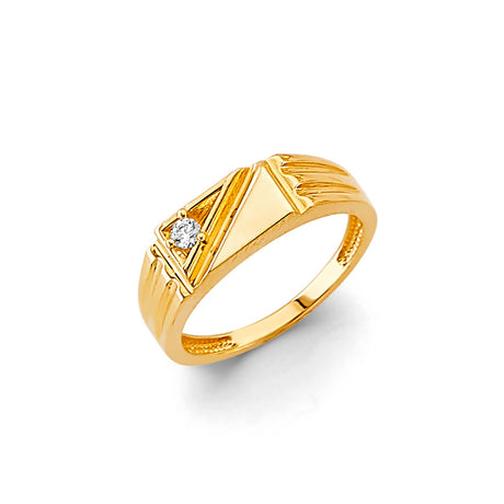 14K Yellow Gold Geometric Pyramid Ladies' Ring