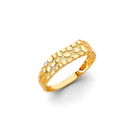 14K Yellow Gold Slim Nugget Band Ladies' Ring