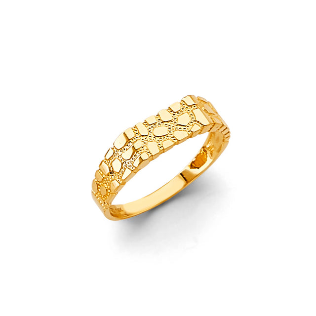 14K Yellow Gold Slim Nugget Band Ladies' Ring