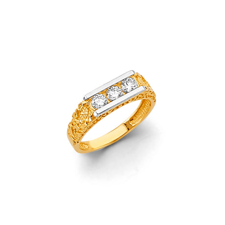 14K Two-Tone Gold Three-Stone Ladies' Ring