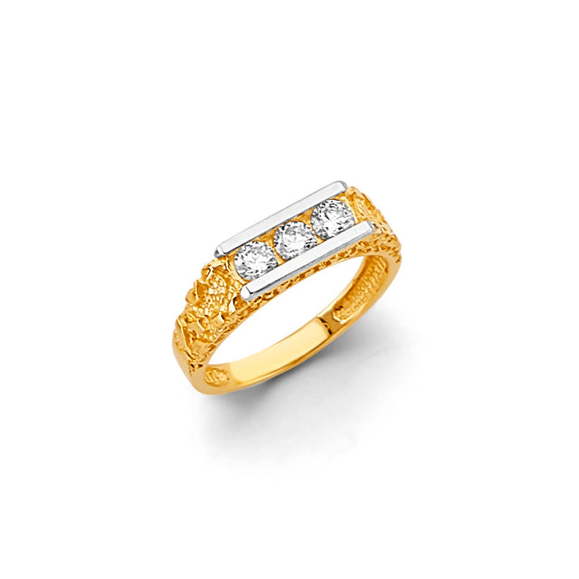 14K Two-Tone Gold Three-Stone Ladies' Ring