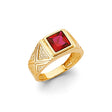 14K Yellow Gold Princess-Cut Red Signet Ladies' Ring