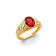 14K Two-Tone Gold Oval Red Halo Bypass Ring