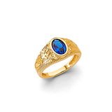 14K Yellow Gold Oval Blue Petite Ring
