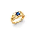 14K Yellow Gold Princess-Cut Blue Petite Ring