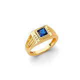 14K Yellow Gold Princess-Cut Blue Petite Ring