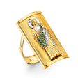 14K Two-Tone Gold St. Jude Long Plaque Men's Ring