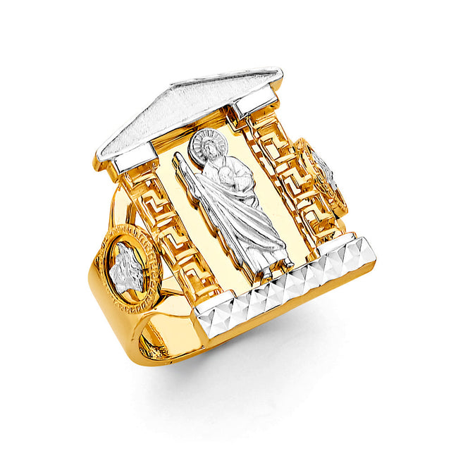 14K Two-Tone Gold St. Jude Shrine-Frame Men's Ring