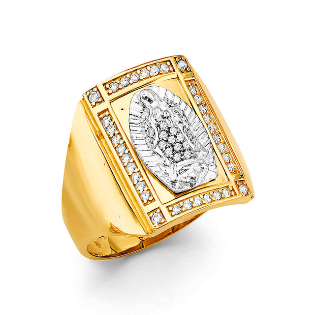 14K Two-Tone Gold St. Jude Rectangular Plaque Men's Ring