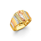 14K Tricolor Gold St. Jude Openwork Halo Men's Ring