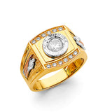 14K Two-Tone Gold Our Lady of Guadalupe Fluted Halo Men's Ring