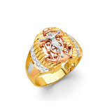 14K Tricolor Gold Mariner's Cross Men's Ring