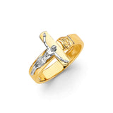 14K Two-Tone Gold Crucifix Men's Ring