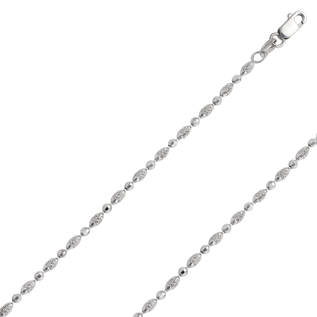 14K REAL Yellow White Gold 2.00mm High Polished Diamond Cut Ball Bead Pendant Chains