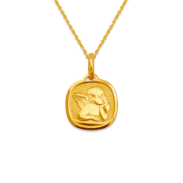 14K Yellow Angel Pendant Religious Gold Pendant
