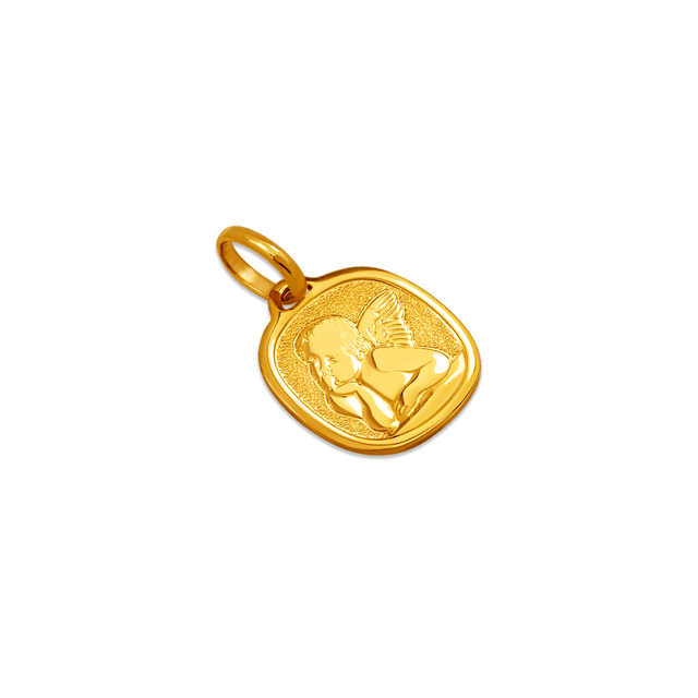 14K Yellow Angel Pendant Religious Gold Pendant