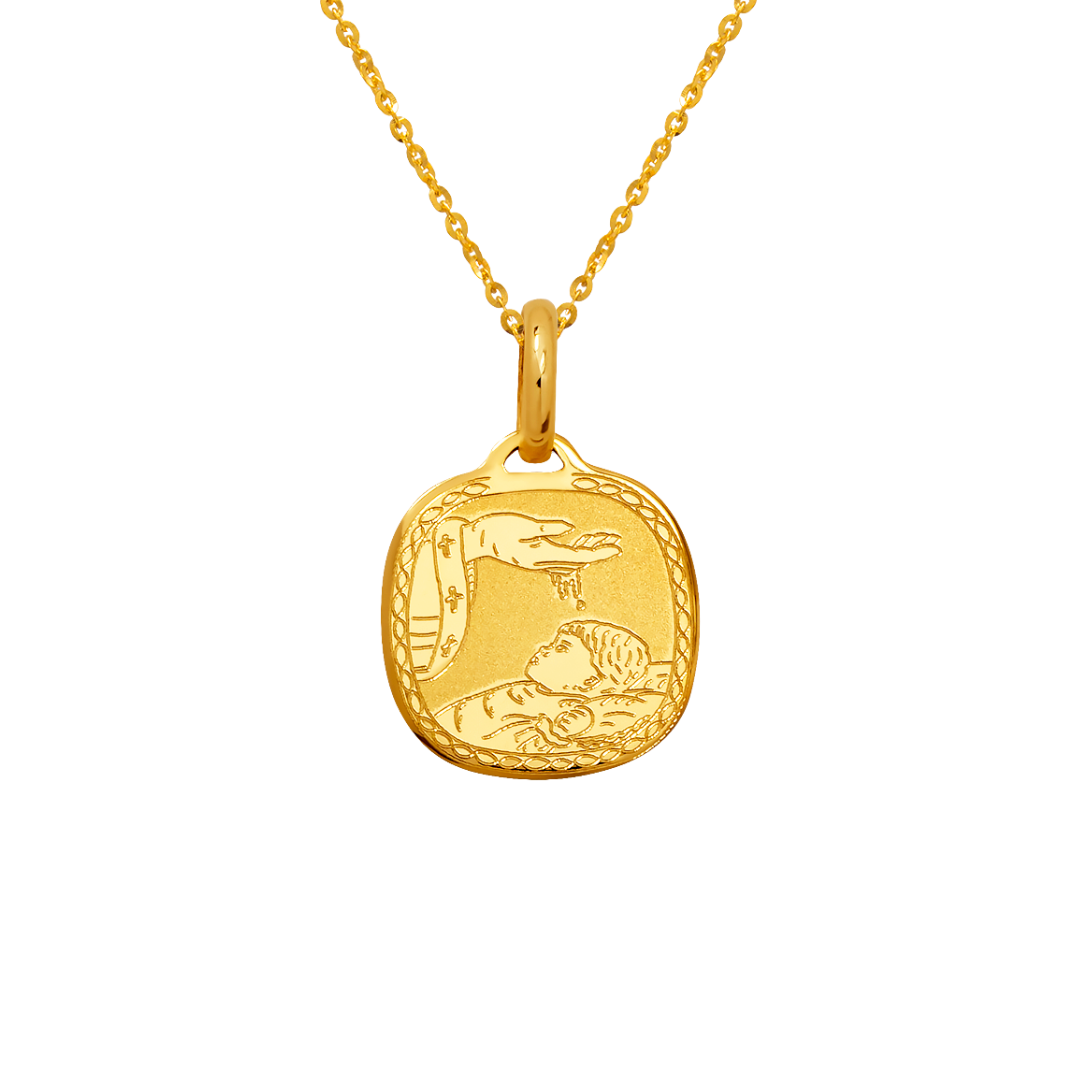 14K Yellow Gold High Polished Baptism Religious Pendant
