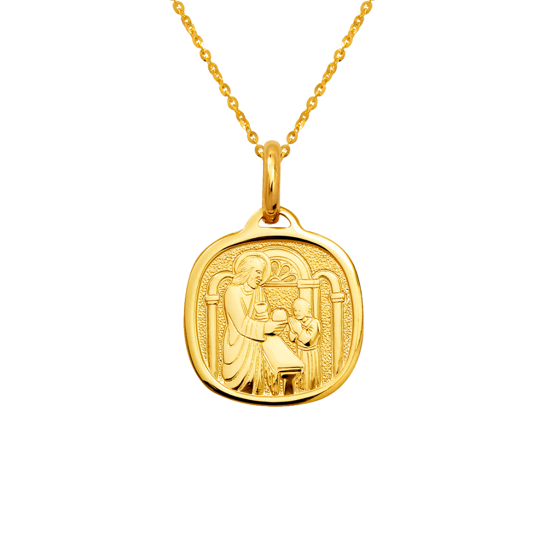 14K Yellow Gold High Polished Baptism Religious Pendant