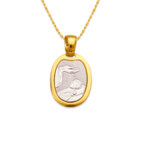 14K Two-Tone Gold High Polished Oval Shape Religious Pendant
