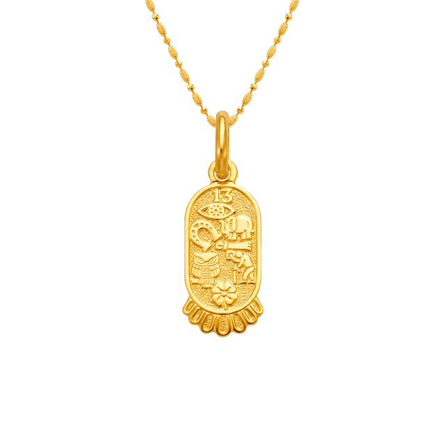 14K Yellow Gold High Polished Goodluck Religious Pendant