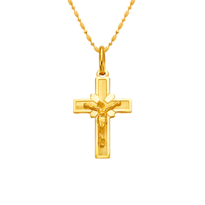 14K Yellow Gold High Polished Jesus Cross Religious Pendant – Size 14x22mm, Color Yellow
