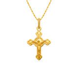 14K Yellow Gold High Polished Jesus Cross Religious Pendant