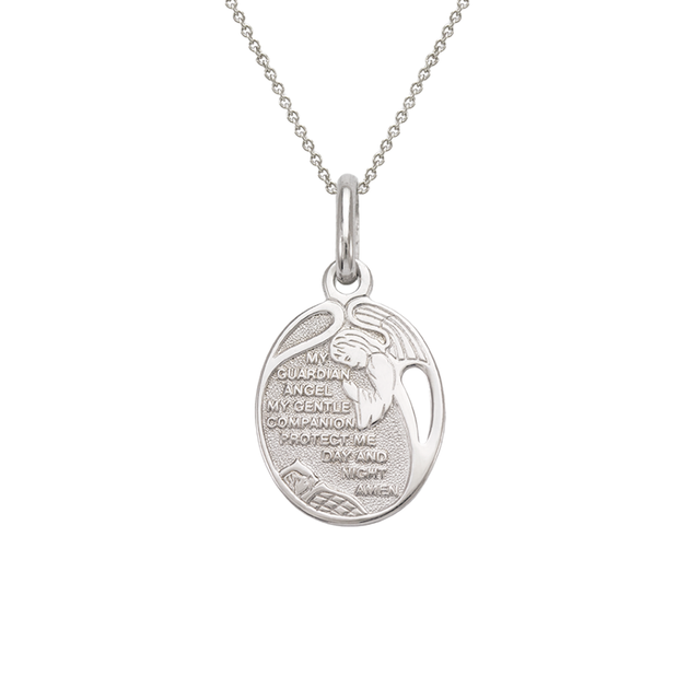 14K Gold High Polished Guardian Angel Religious Pendant