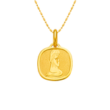 14K Yellow Gold High Polished Praying Girl Communion Religious Pendant