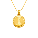 14K Yellow Gold High Polished Praying Girl Communion Religious Pendant