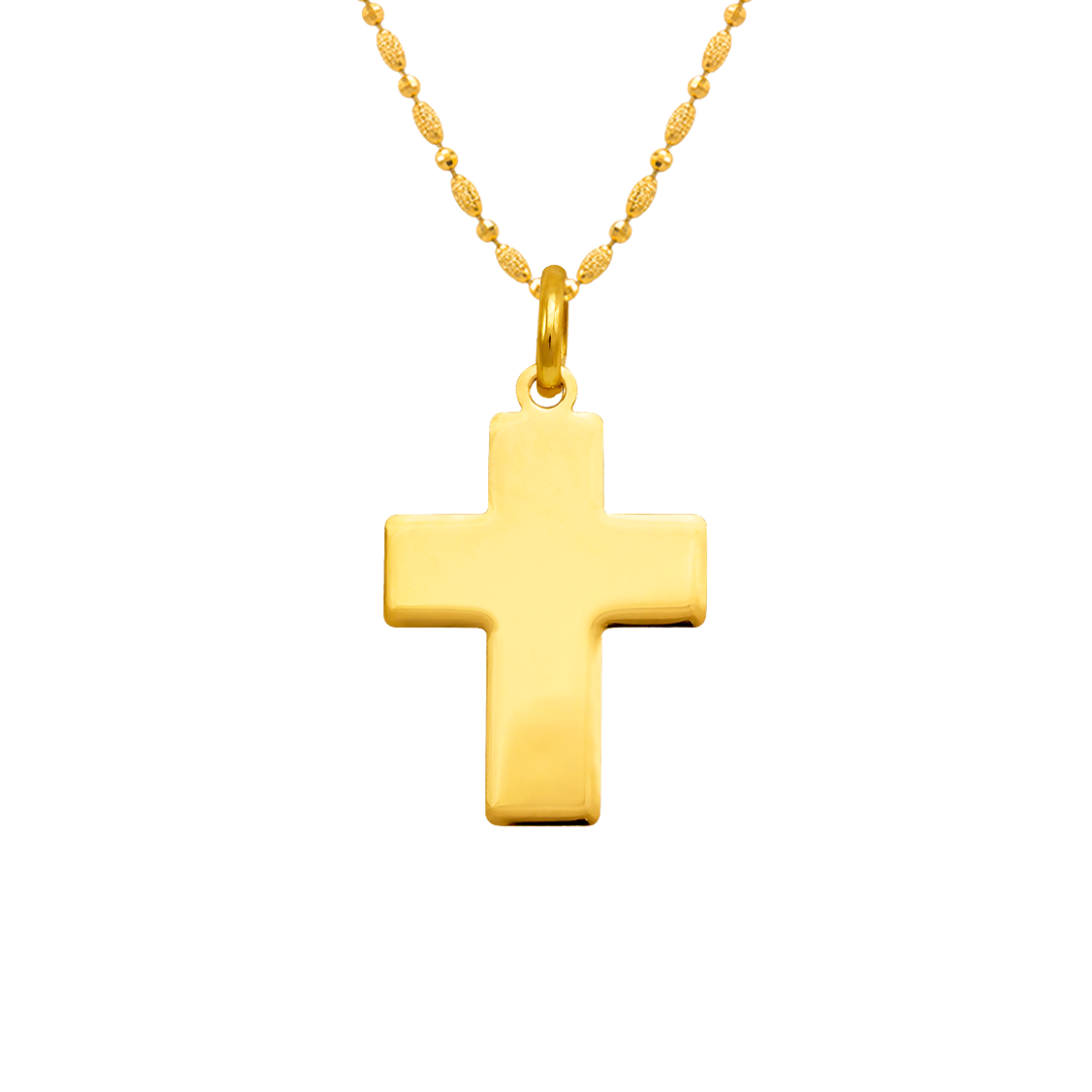 14K Gold High Polished Cross Religious Pendant