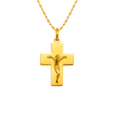 14K Yellow Gold High Polished Cross Jesus Religious Pendant