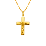 14K Yellow Gold High Polished Cross Jesus Religious Pendant