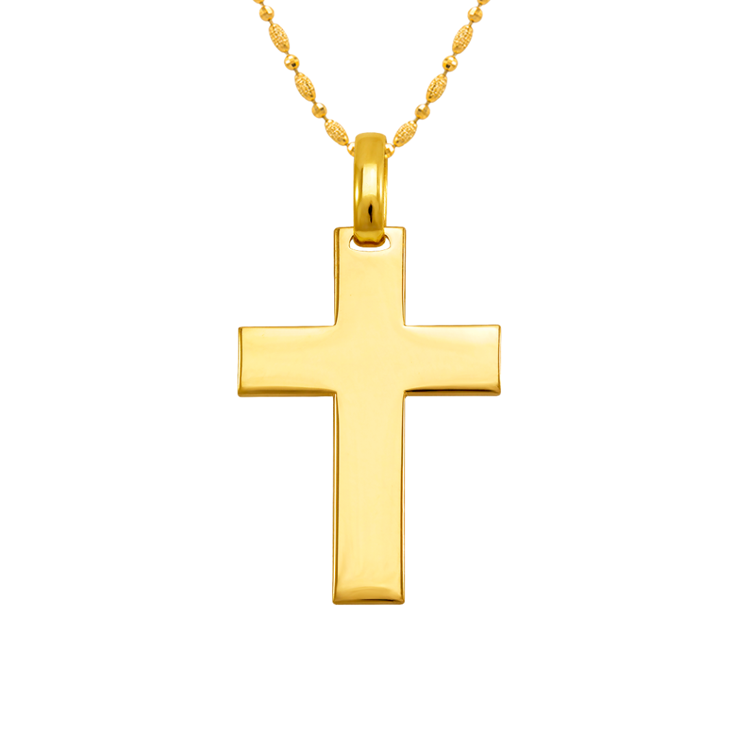 14K Gold High Polished Cross Religious Pendant
