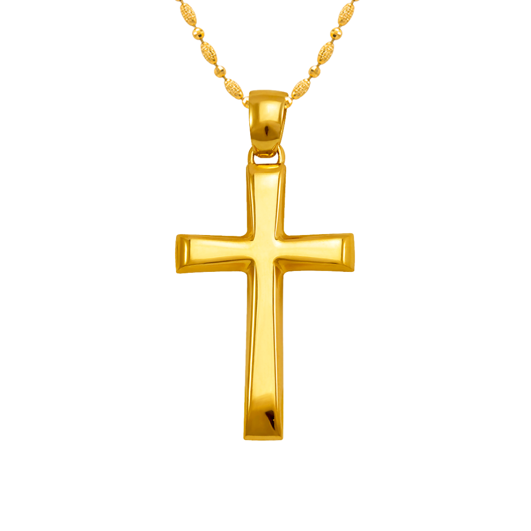 14K Gold High Polished Cross Religious Pendant