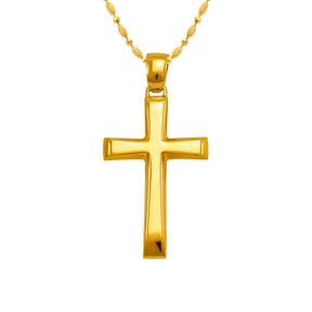 14K Gold High Polished Cross Religious Pendant – Size 19x30mm, Color Yellow