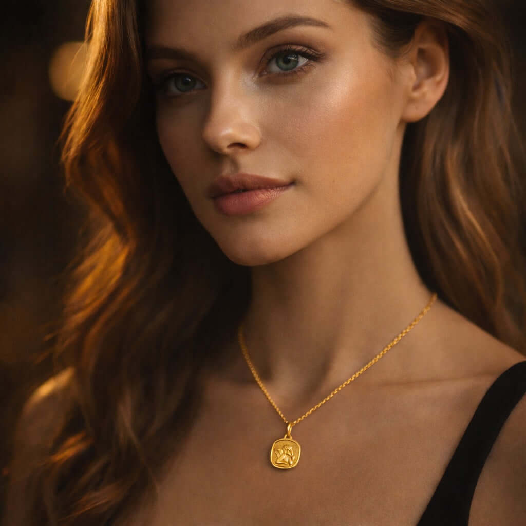 14K Yellow Angel Pendant Religious Gold Pendant