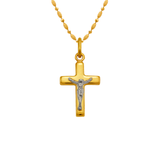 14K Yellow Gold High Polished Hollow Cross Religious Pendant