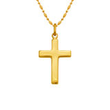 14K Yellow Gold High Polished Hollow Cross Religious Pendant