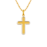 14K Two-Tone Gold High Polished Satin Cross, crucifix Religious Pendant
