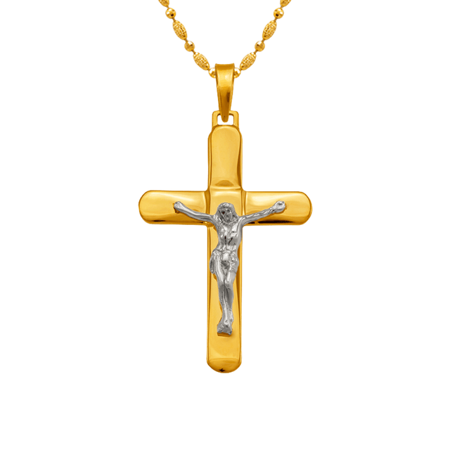 14K Yellow Gold High Polished Cross Religious, crucifix Pendant
