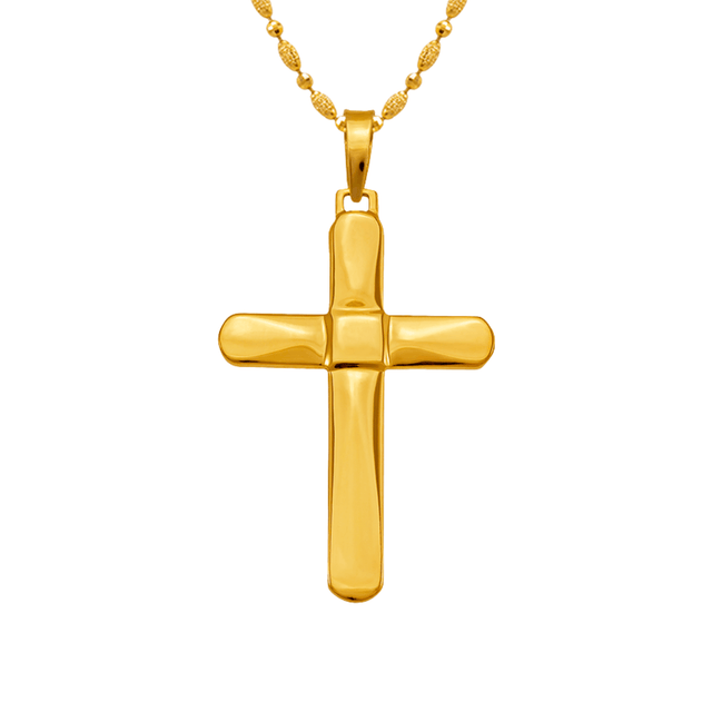 14K Yellow Gold High Polished Cross Religious, crucifix Pendant