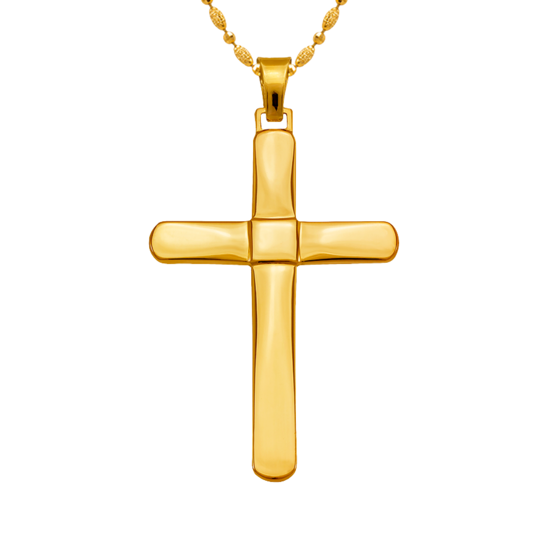 14K Yellow Gold High Polished Cross Religious, crucifix Pendant