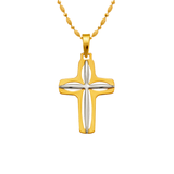 14K Two-Tone Gold High Polished Cross Religious Pendant