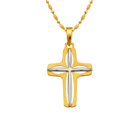14K two-tone gold high polished cross religious pendant | Italian made | ItalianFashions