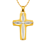 14K Two-Tone Gold High Polished Cross Religious Pendant