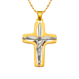 14K Two-Tone Gold High Polished Crucifix Cross Religious Pendant